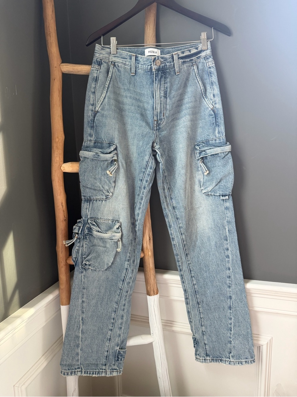Pistola Denim stretch Bobbie cargo utility jeans NWOT